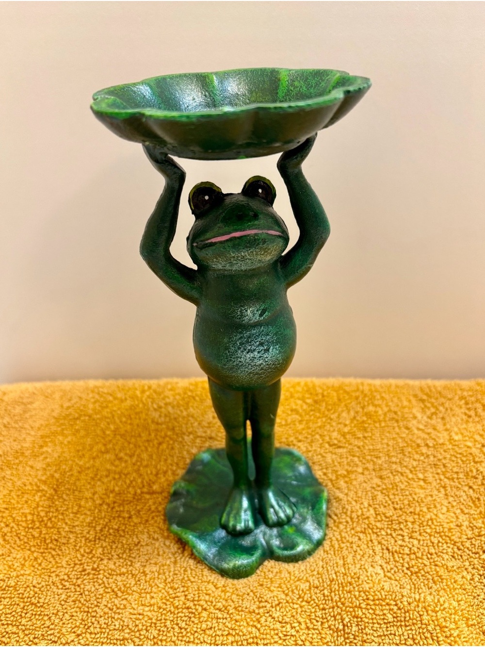 Green Frog Cast Iron Trinket Dish Decor - Home Accents